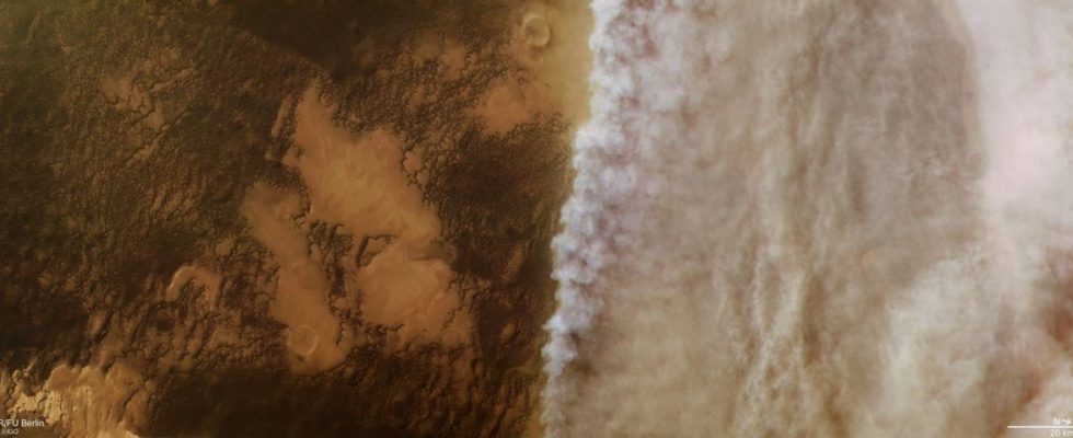 Пылевая буря на Марсе