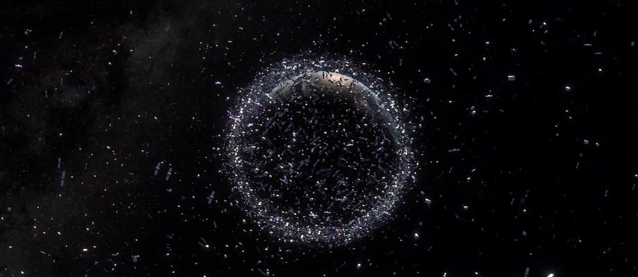 Изображение космического мусора на орбите Земли