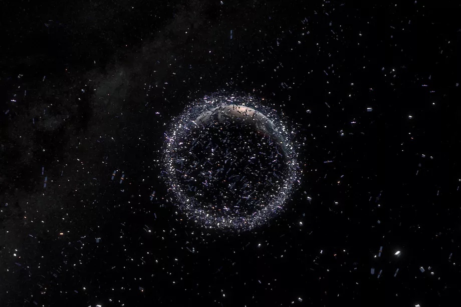 Изображение космического мусора на орбите Земли